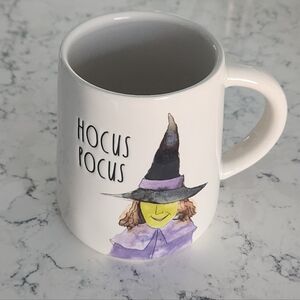 Rae Dunn HOCUS POCUS Mug Watercolor Witch Halloween Artisan Collection Magenta